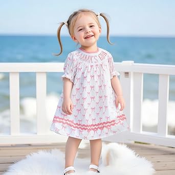 Toddler Baby Girl Summer Dresses Cute Bow Ruffle Short Sleeve Embroidery Pleated Smock Bubble Tutu Skirts Clothes
