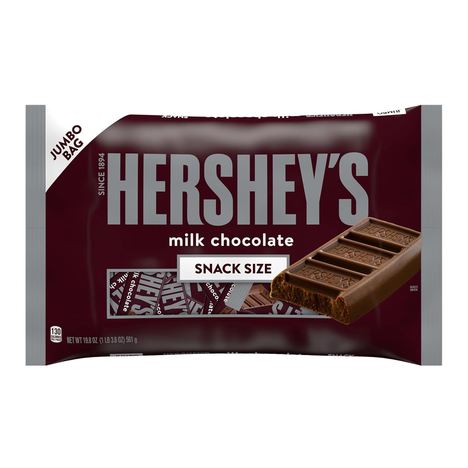HERSHEY'S Milk Chocolate Snack Size, Candy Jumbo Bag, 19.8 oz