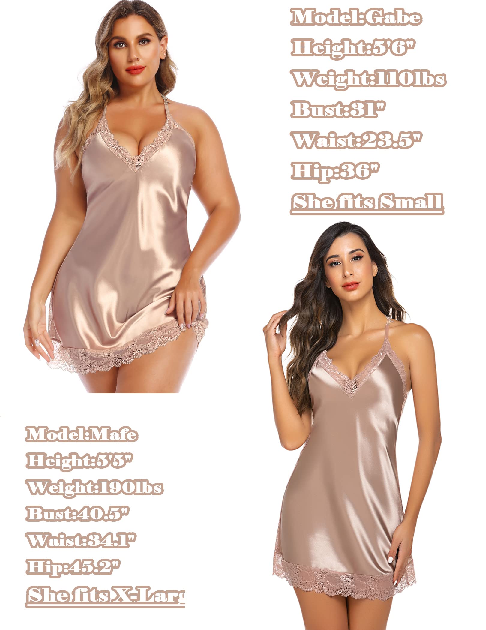 Avidlove Chemise de nuit sexy en dentelle pour femme - Marron - X-Large