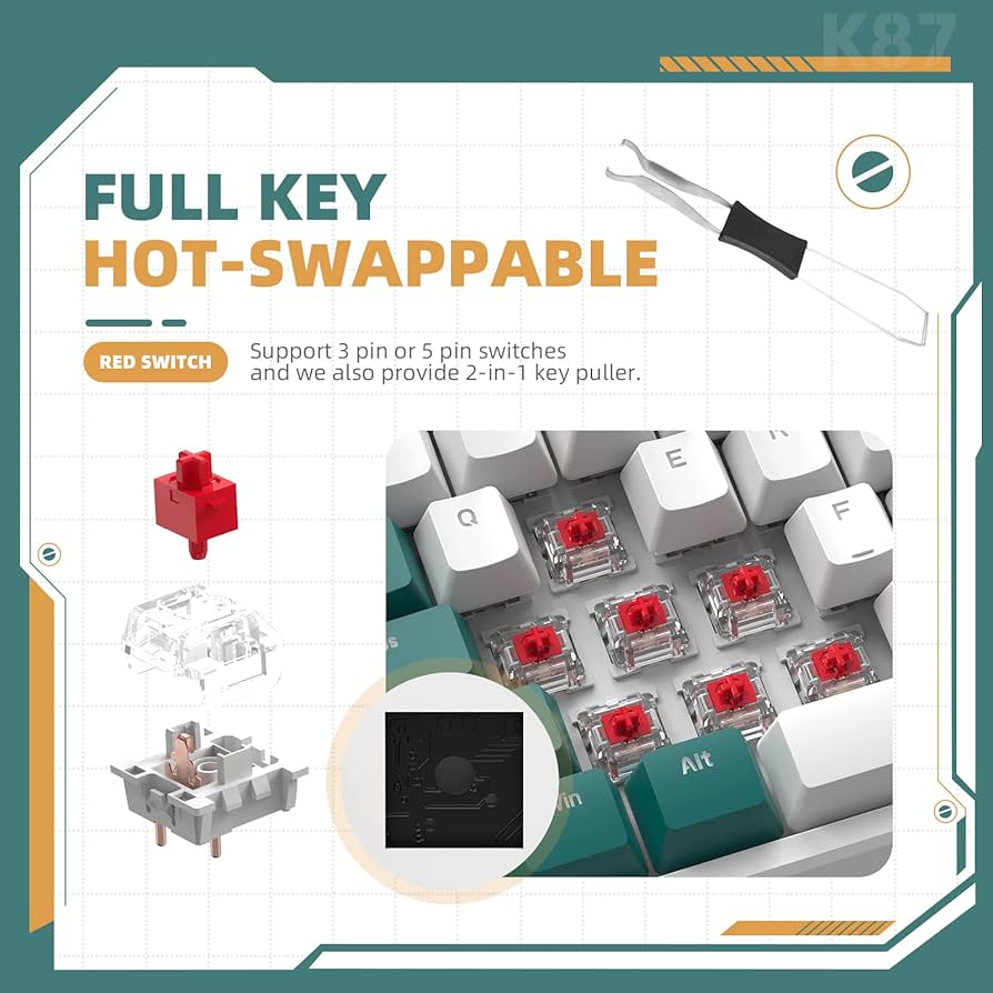 Delux KM17DB Wireless Bluetooth Mechanical Gaming Keyboard, 45 OFF