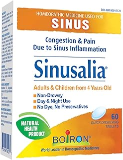 Boiron Sinusalia, 60 Tablets, Homeopathic Medicine for Nasal Congestion and Pain Related to Sinus Inflammation Like Stuffy Nose and Sinus Pressure, Non-Drowsy, For Ages 4 to Adult