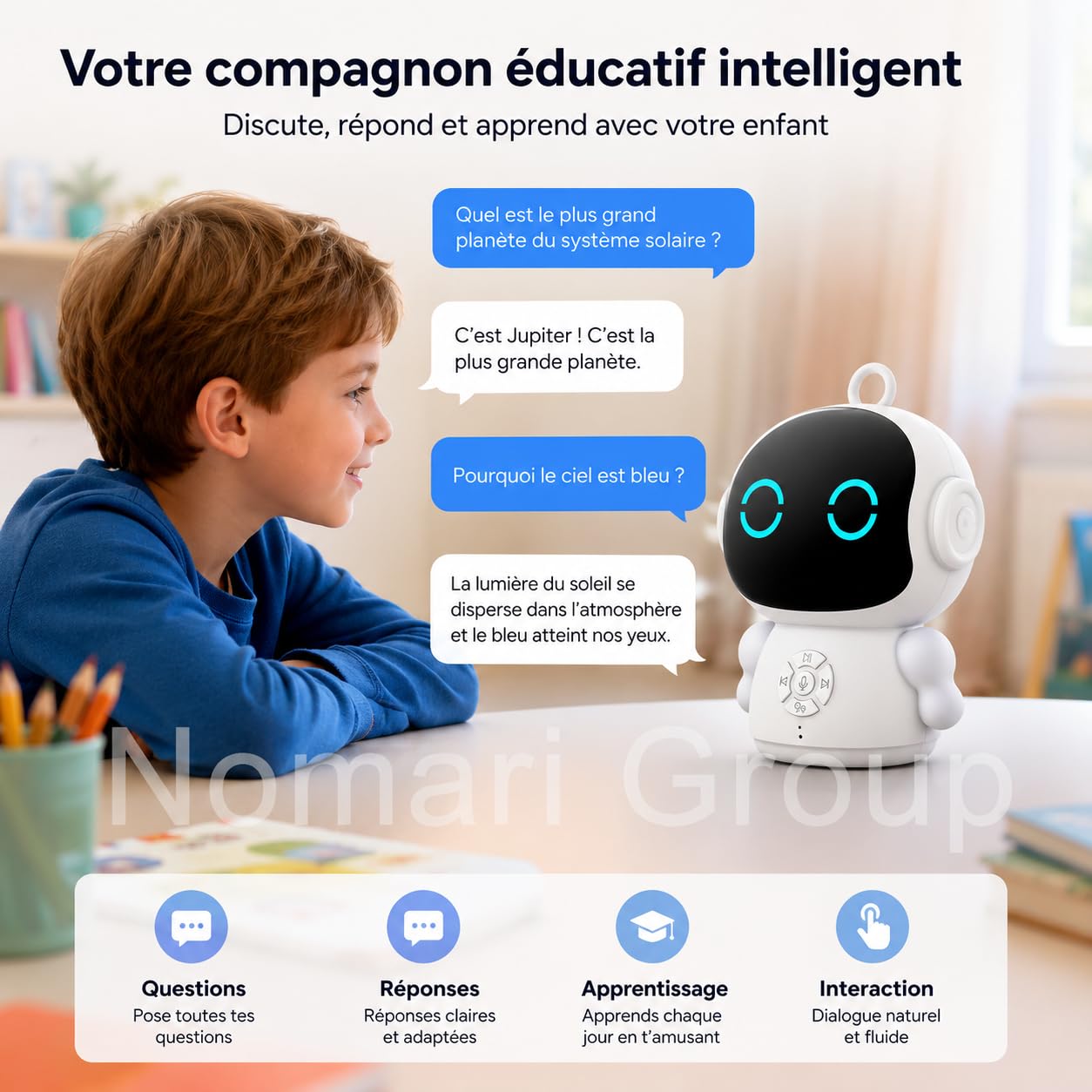 Générique Robot IA Educativo Bambino con Riconoscimento Vocale