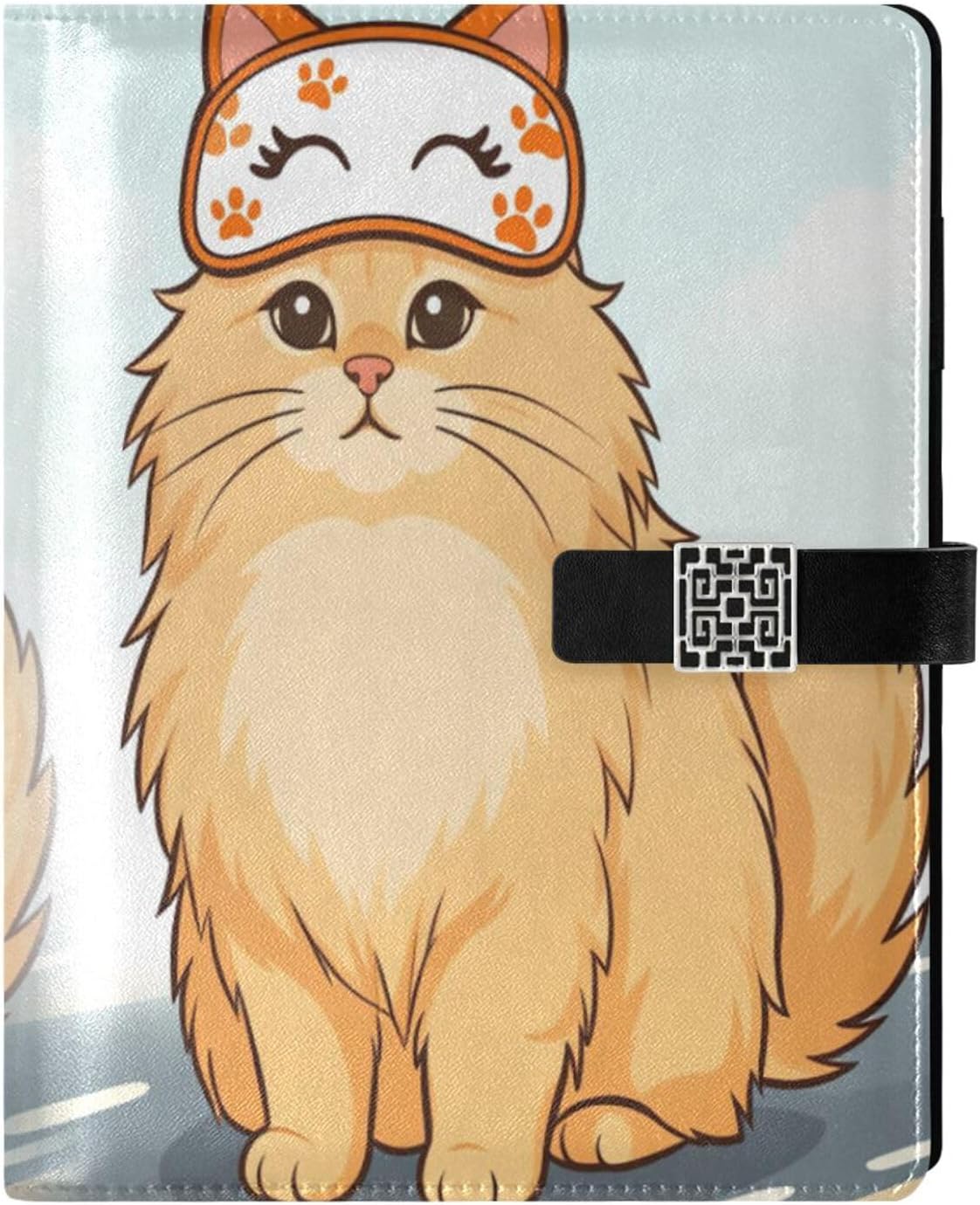 Paw Sleep Mask Cat A5 Binder 6 Ring Refillable PU Leather Notebook Journal with Magnetic Buckle Closure Loose Leaf Travel Office Planner Budget Binder Notepad Portfolio,