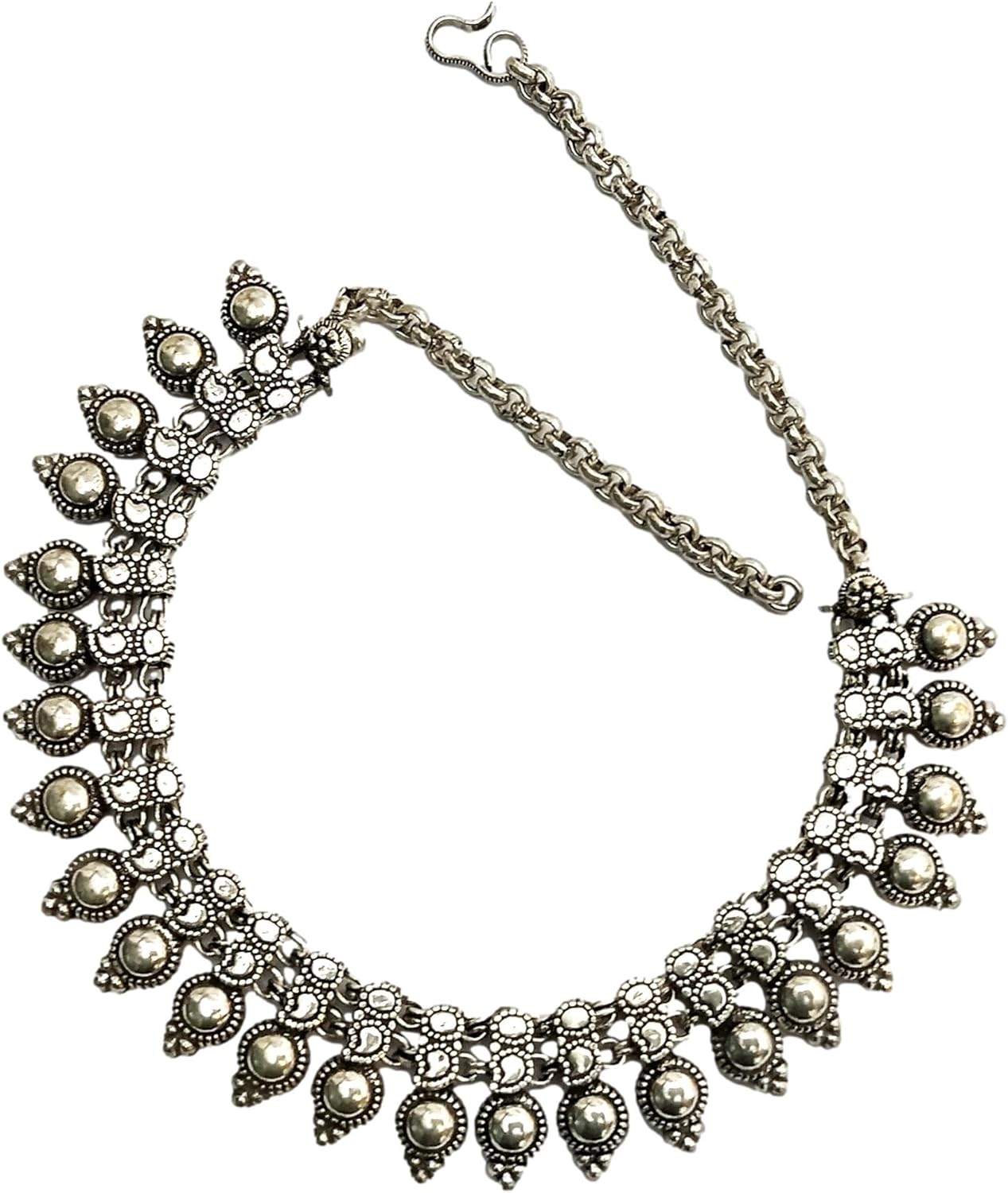 athizay oxidized Indian Jewelry for women Antique silver texture fashion Necklaces traditional style metal beads heavy embellishment