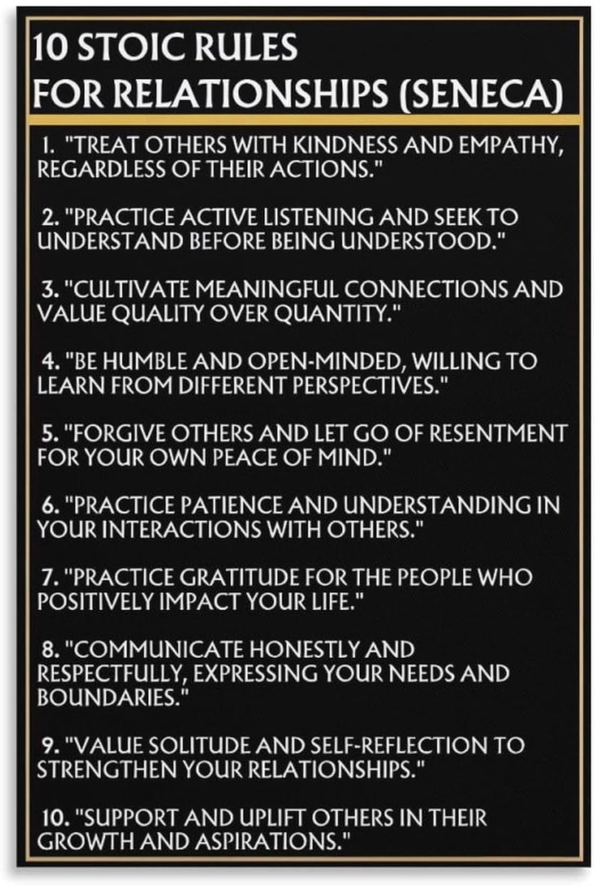 Ten Stoic Rules For Relationships Seneca Quote Canvas Printing Wall Art Minimalist Prints Wall Decor Posters Scandinavian Bohemian Bedroom Office Self Improvement Gift 16x24inch(40x60cm)