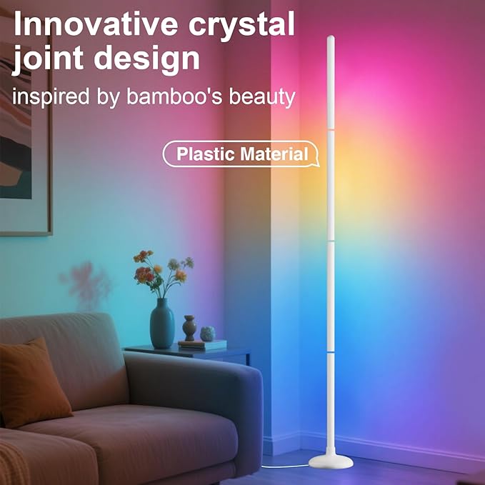 TJOY TJOY 2 Pack Smart Floor Lamps for Ambient Lighting, Crystal Joint Design, Modern LED Corner Light with Remote&APP Control, Music Sync, Color Changing Standing Lamp for Room(White,Plastic Material) photo 5