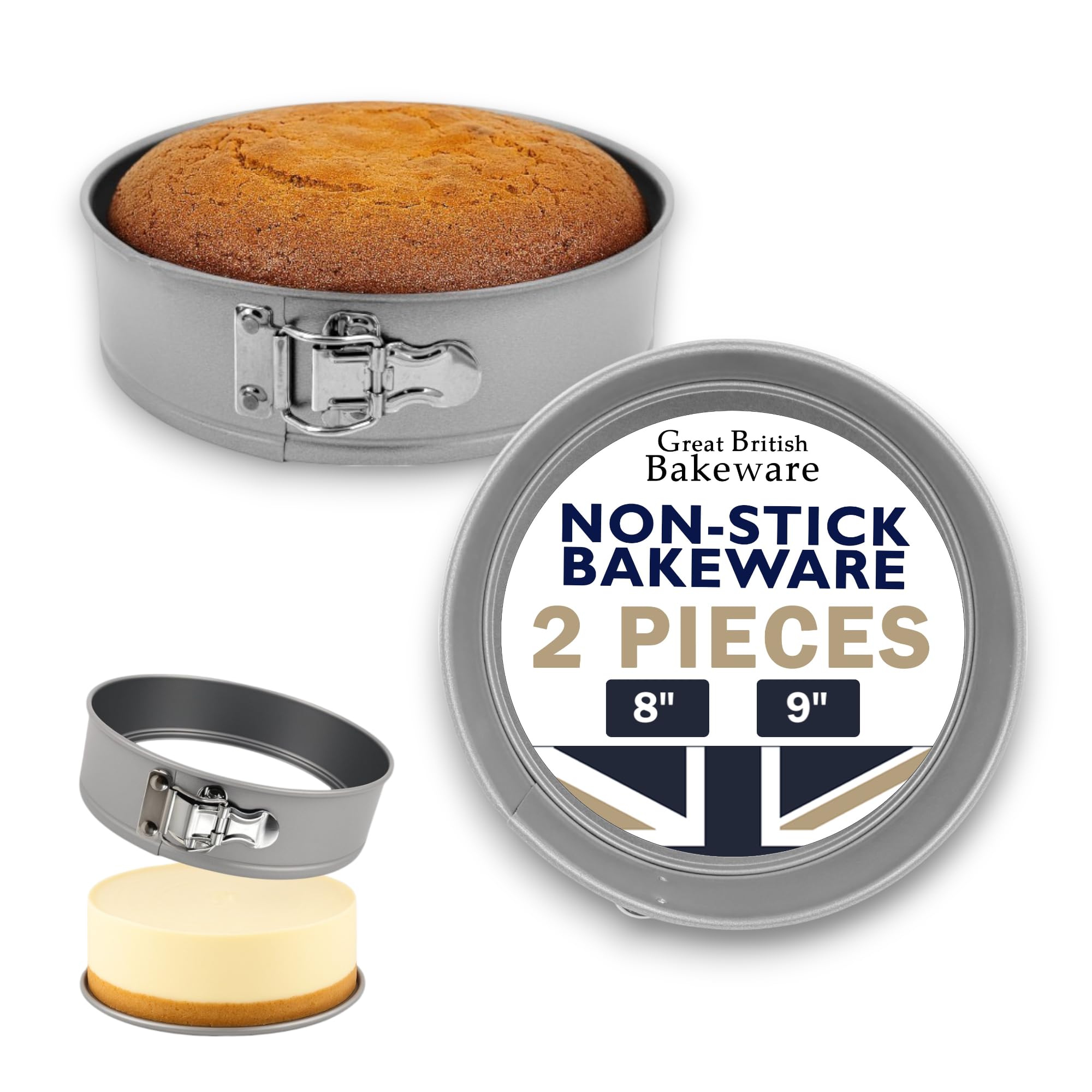 Non-Stick Spring Form Cake Tin 7.5"" & 9"" Set Round Cake pan with Loose Base