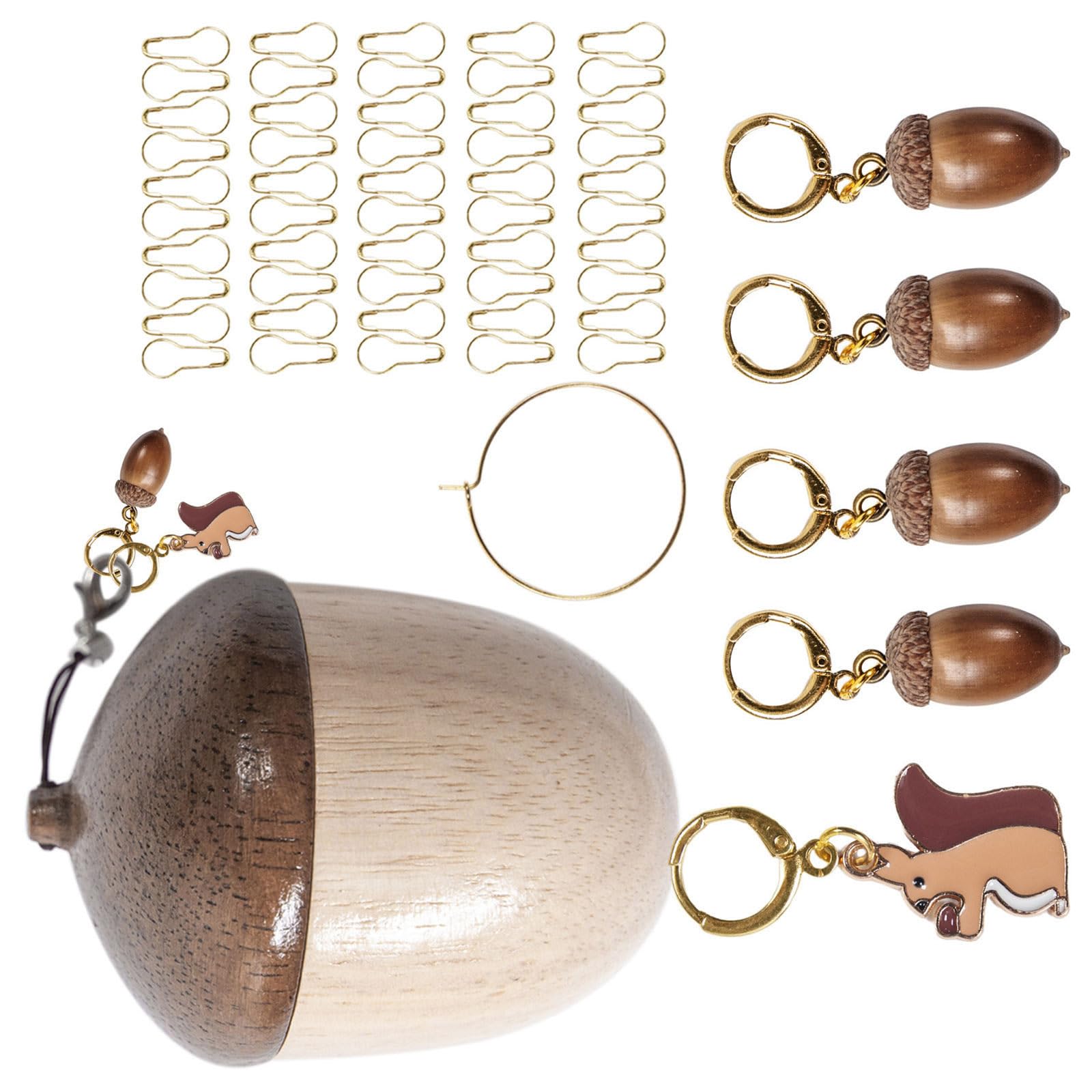 Btgghytr Wooden Metal Nut Animal Stitching Markers Locking Knitting Markers for Garment Knitting Crochet Sewing Crochet Accessories