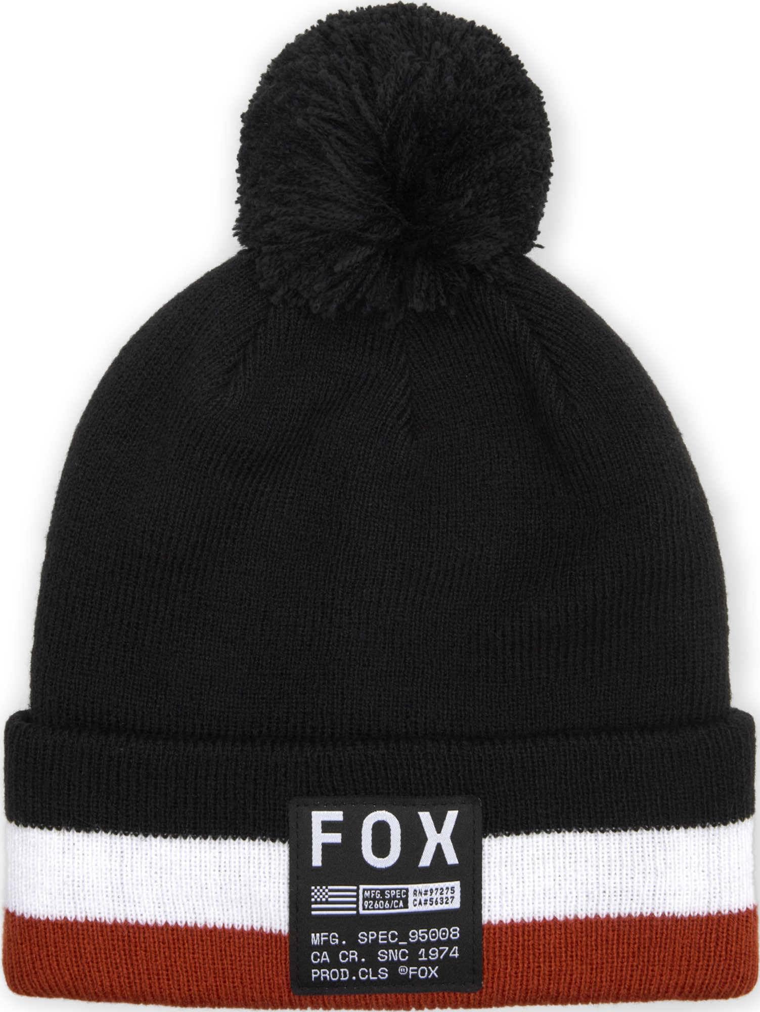 Fox Racing Men's Black Winter Hat Fox Fracture Pom Beanie Os, One Size