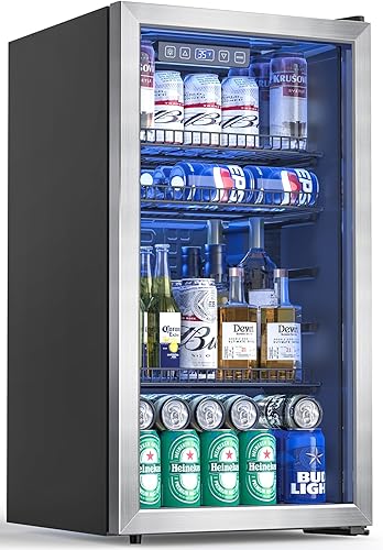 Manastin Refrigerador y enfriador de bebidas, dispensador de bebidas independiente para refrescos, cerveza o vino, mini refrigerador de 120 latas