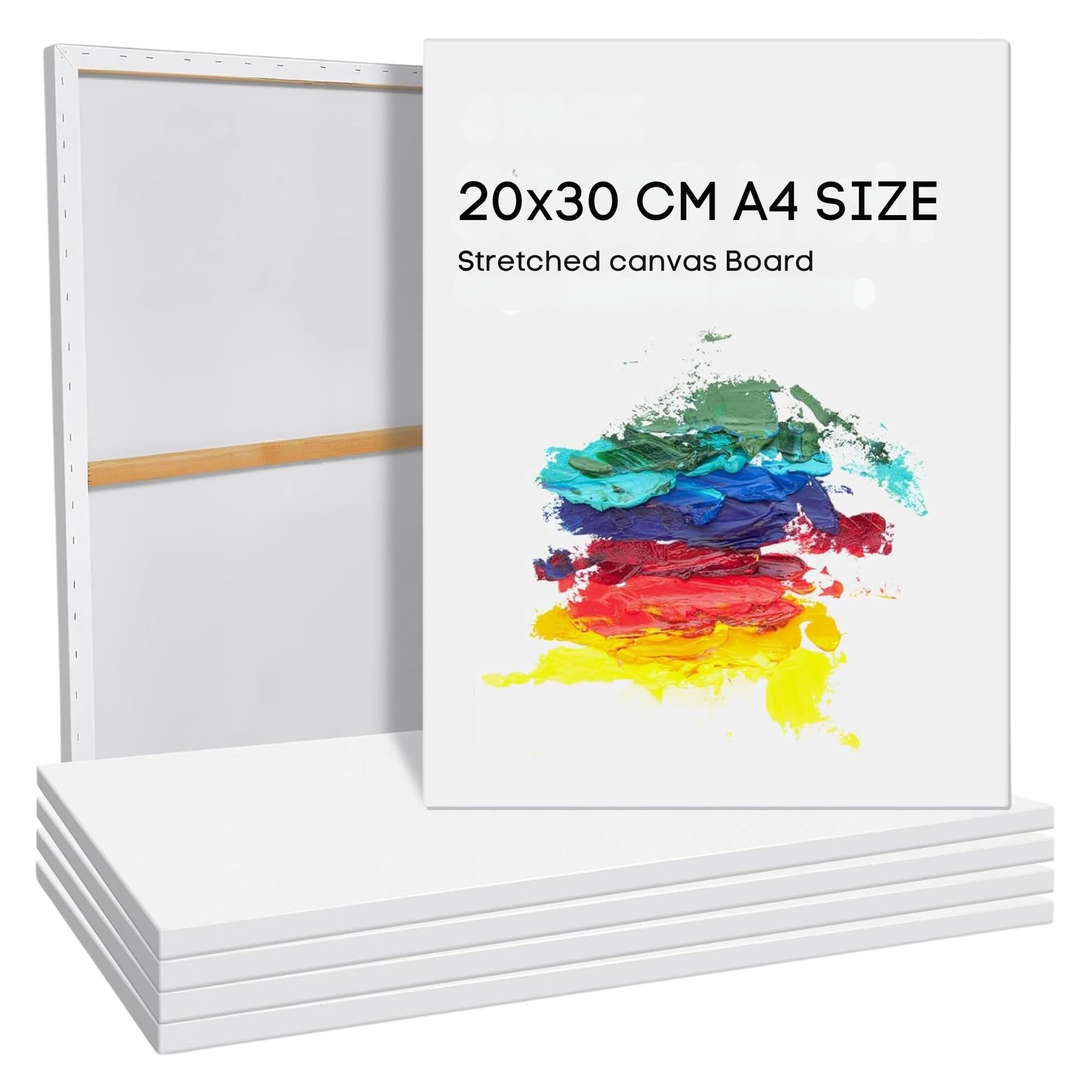 A4 Size White Blank Canvas Board (20 x 30 CM) for Painting,100% Natural Cotton Canvas, Medium Grain, Acid Free Artist Quality Triple Primed Gesso Canvas - [Pack Of 1]