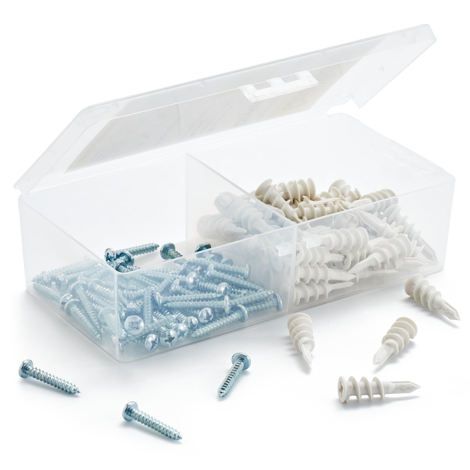 Qualihome Small Mini N.6 Plastic Self Drilling Drywall Anchors with Screws Kit (50 Pack)