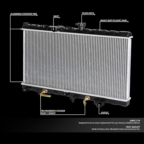 Miniatura 2 de DNA Motoring OEM-RA-2392 Radiador de enfriamiento de aluminio de 1 fila estilo OE compatible con 01-02 Kia Rio 1.5 AT, 25-1/2 pulgadas de ancho x