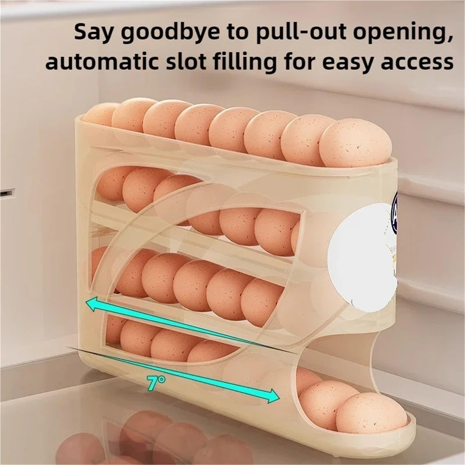 Compatible con soporte automático de huevos NASAN de 4 capas, organizador dispensador de almacenamiento para nevera para cocina (blanco, 2 piezas)