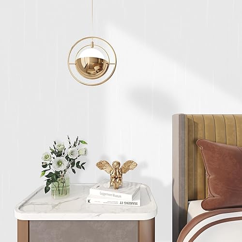 Miniatura 9 de FunStick Papel tapiz grueso de color blanco texturizado, para despegar y pegar, papel tapiz extraíble de tela blanca para armarios, papel tapiz