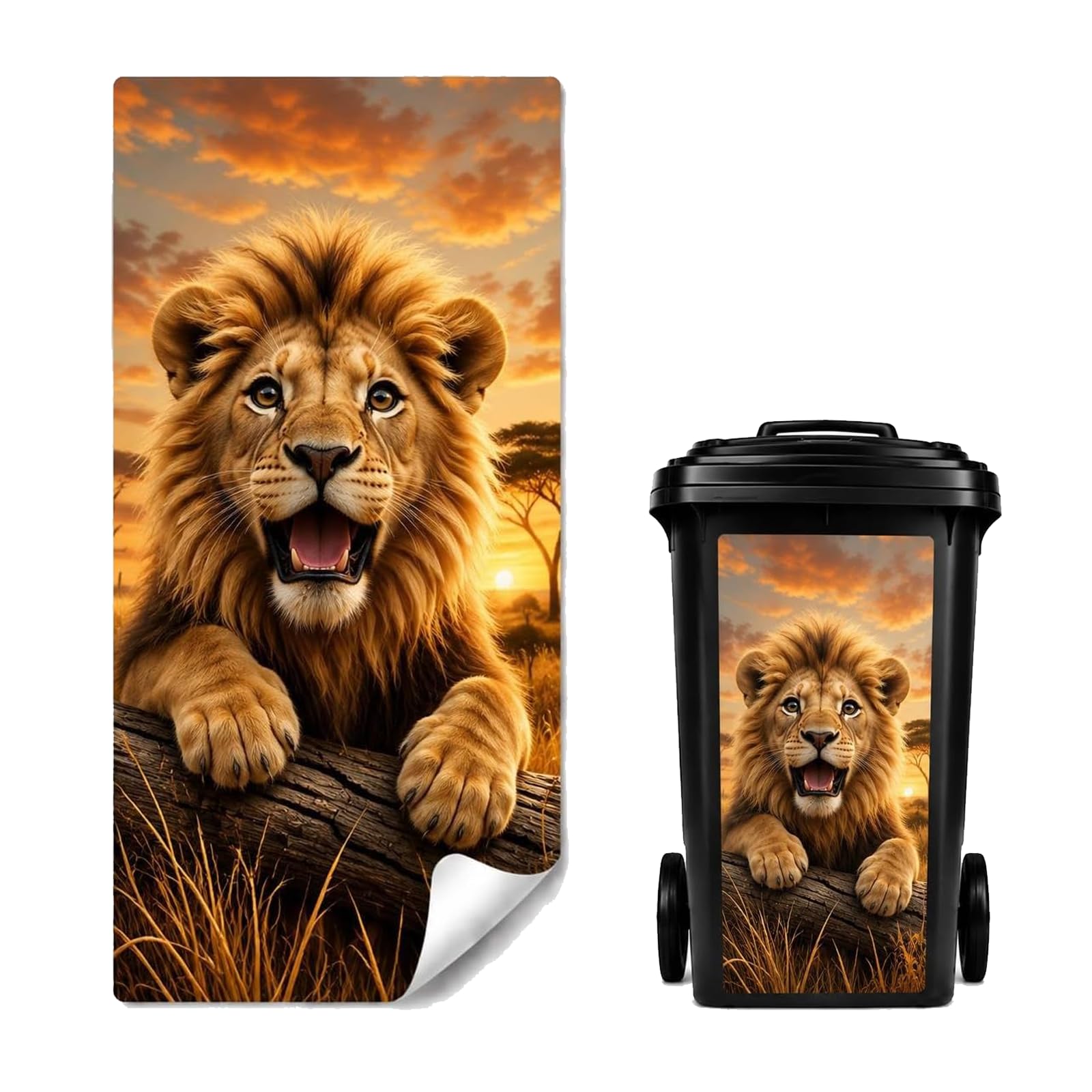 Large Wheelie Bin Stickers, Creative Animal Pattern Bin Wraps, Creative Trash Can Sticker Self Adhesive, Dustbin Sticker Decal for Door Trash Cans Bins Driveway Garden Outdoor Patio Decor，A