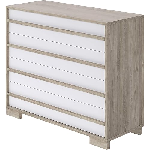 Movian Havel Japanese - Cómoda con 4 cajones, 40 x 100 x 82 cm (Efecto Roble)