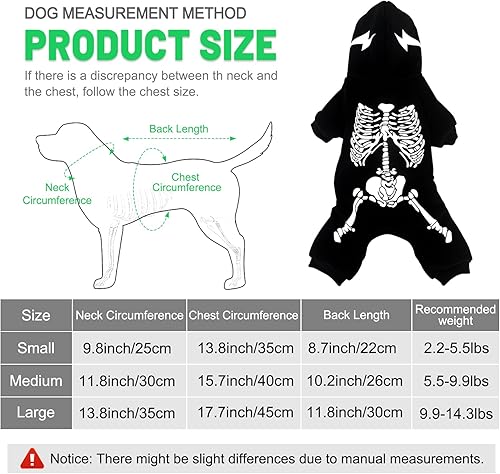 Miniatura 2 de Disfraz de Halloween para perro, esqueleto brillante pijamas para perros, pijama de esqueleto, mameluco para cachorros, ropa para cachorros que