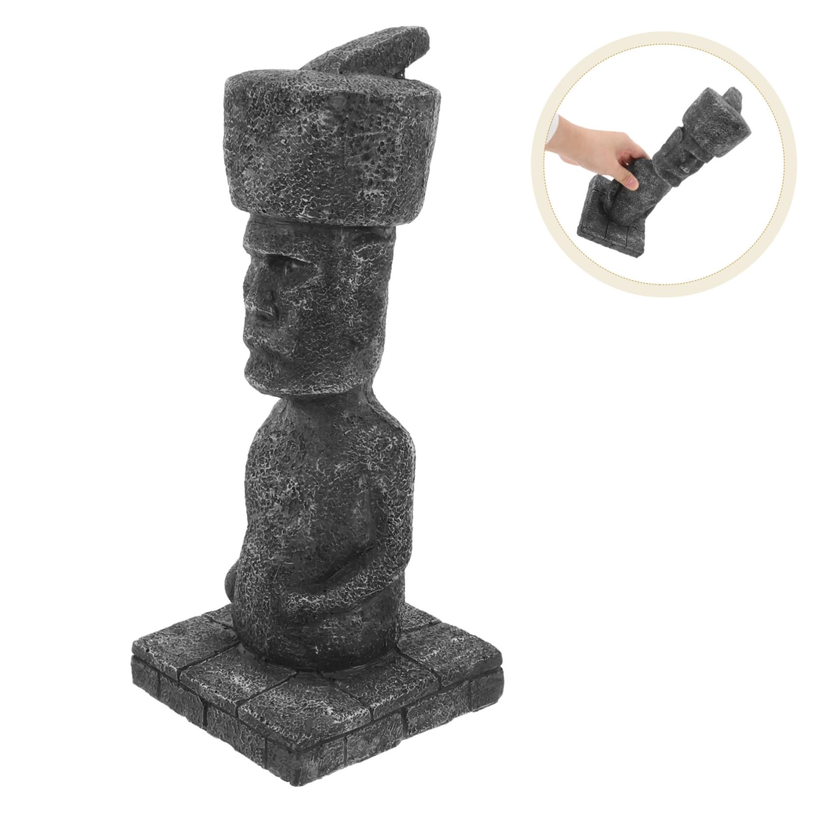 Mobestech Statua Moai Facile da Sistemare Decorazione Antica in Resina Effetto Realistico, Grotta Rocciosa per Acquario e Casa