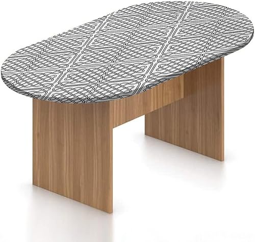 Mantel ovalado ajustable para mesa de patio, con bordes elásticos celtas, funda de mesa de poliéster con diseño medieval irlandés a rayas, patrón