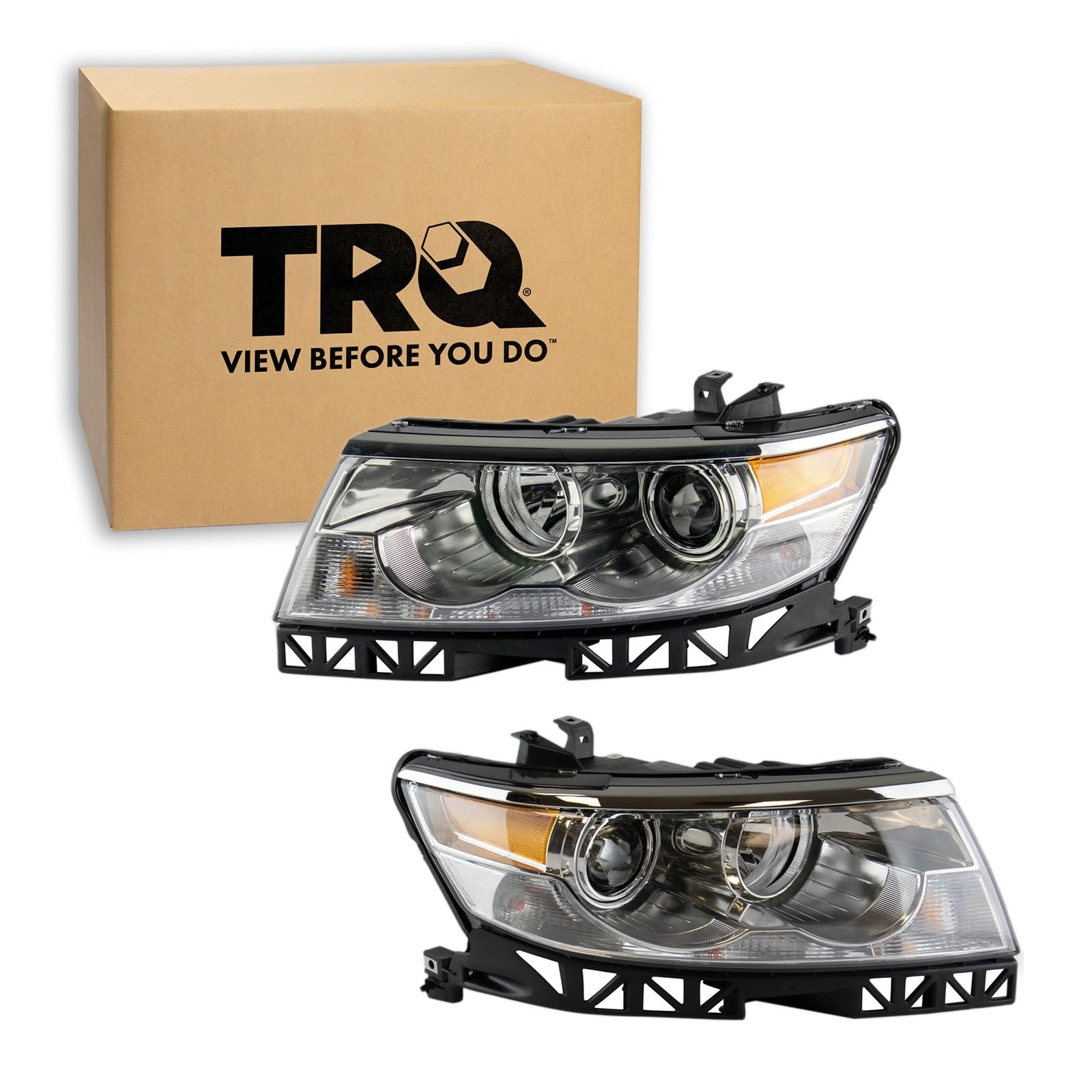 TRQ Headlight Assembly Set FO2502234 FO2503234 Compatible with 2007-2009 Lincoln MKZ 2006 Zephyr
