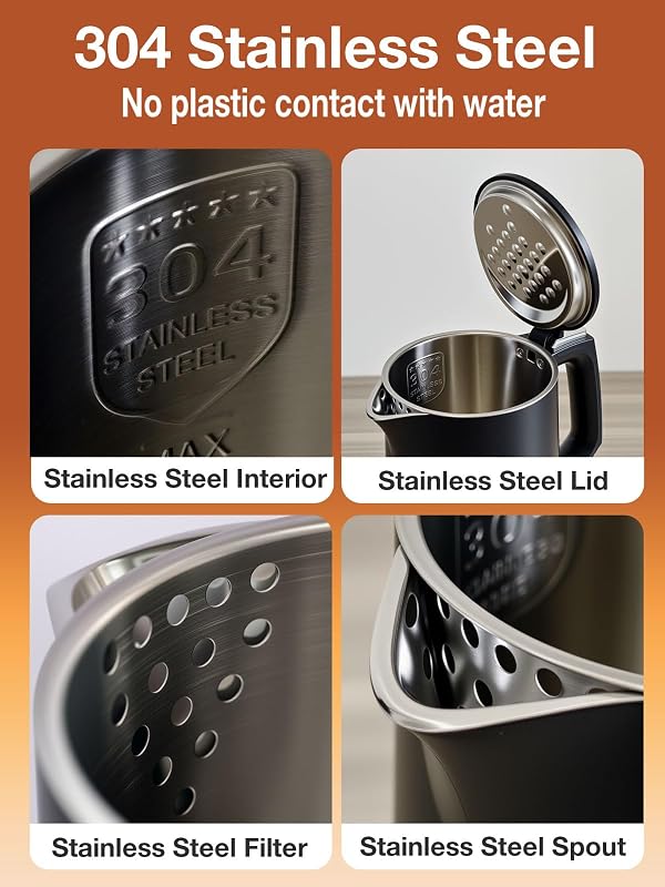 Small Electric Kettle 1000W Double Wall Stainless Steel 0.8L Water Boiler by Savorpro - Used condition - Image 4