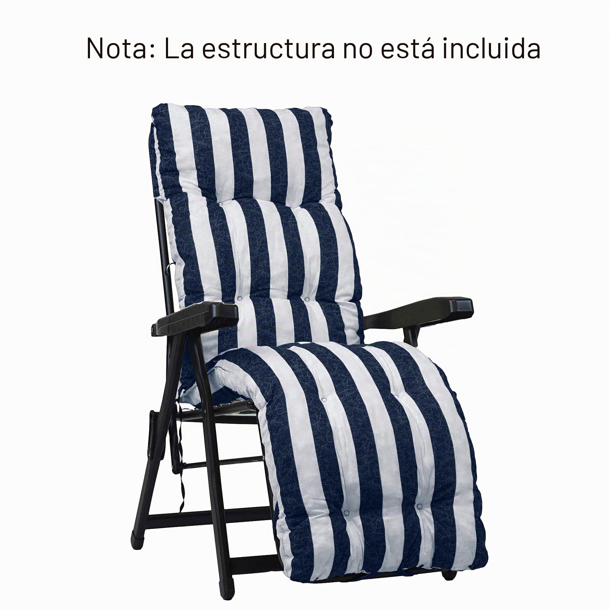 TECNOWEB Cojín Acolchado para Tumbona con reposapiés (160 x 45 x 10 cm) – 100% Fabricado en Italia – Repuesto Ideal para Tumbona de jardín