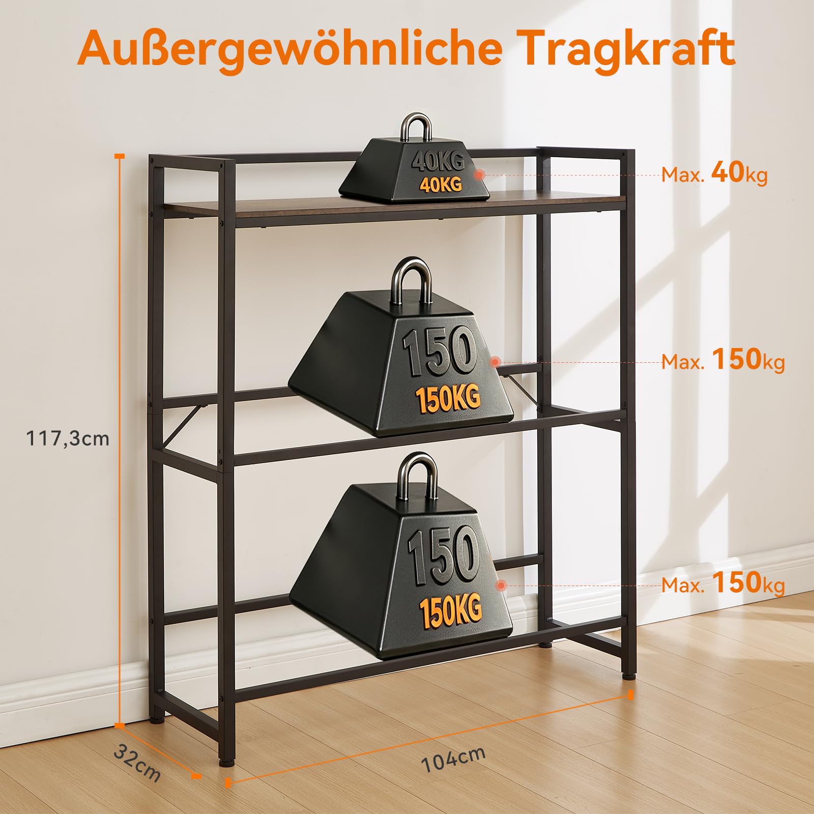 Getränkekistenregal mit Ablage für 6 Kisten 32D x 104W x 117,3H cm