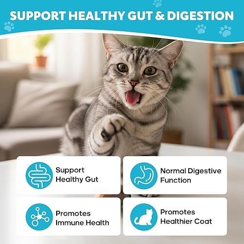 Miniatura 3 de Probióticos para gatos - Suplemento probiótico para gatos para apoyo digestivo e intestinal, alivio de la diarrea, refuerzo de la inmunidad, polvo