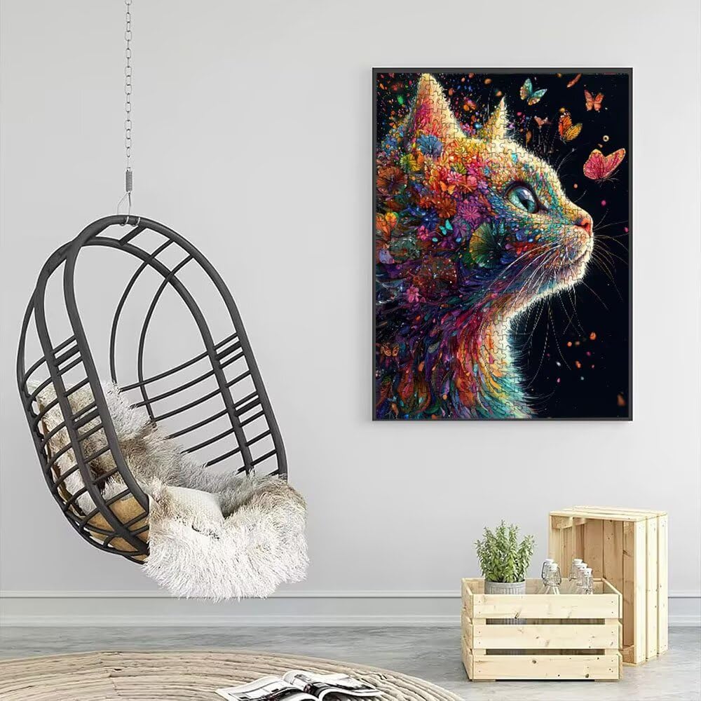 Katze Schmetterling Puzzle 4000 Teile, Klassische Puzzles, Geschicklichkeitsspiel Puzzle für Erwachsene, Puzzlespiele für Die Ganze Familie, Mit Schöner Verpackung, Dekoration Puzzles DX0YL3-633