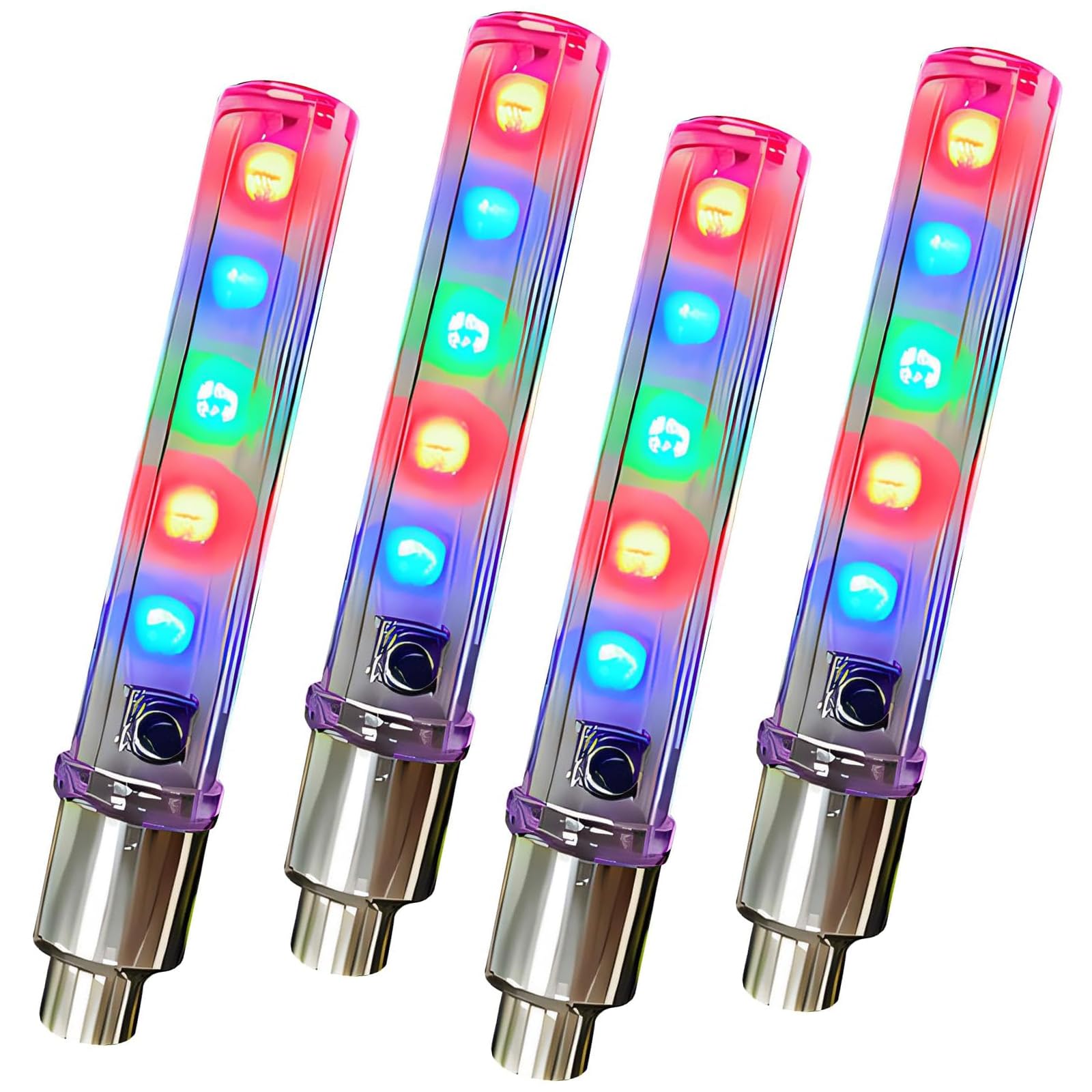 4Pcs 5 LEDs Bike Wheel Lights, Neon Flashing Bicycle Spoke Lights with 8 Modes, Decorative Electric Bike Accessories, Cycling Accessories for Night Riding Safety
