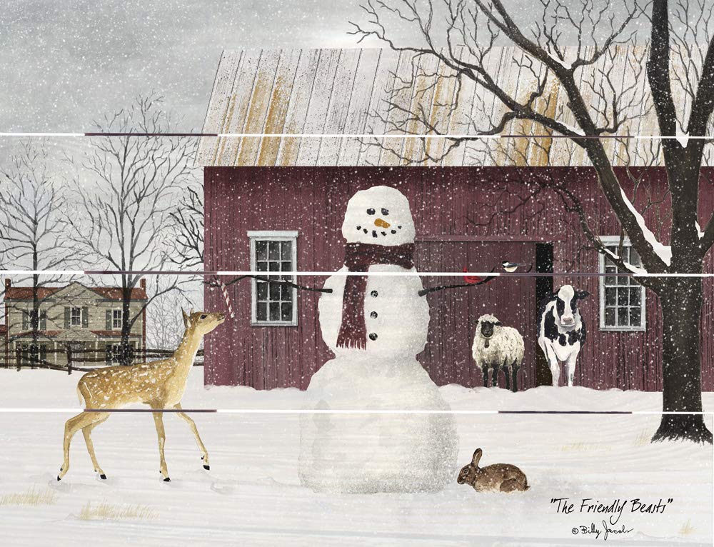 Rustic Pallet ArtThe Friendly Beasts Wooden Wall Hanging, 9"X12" Decorative Plaque