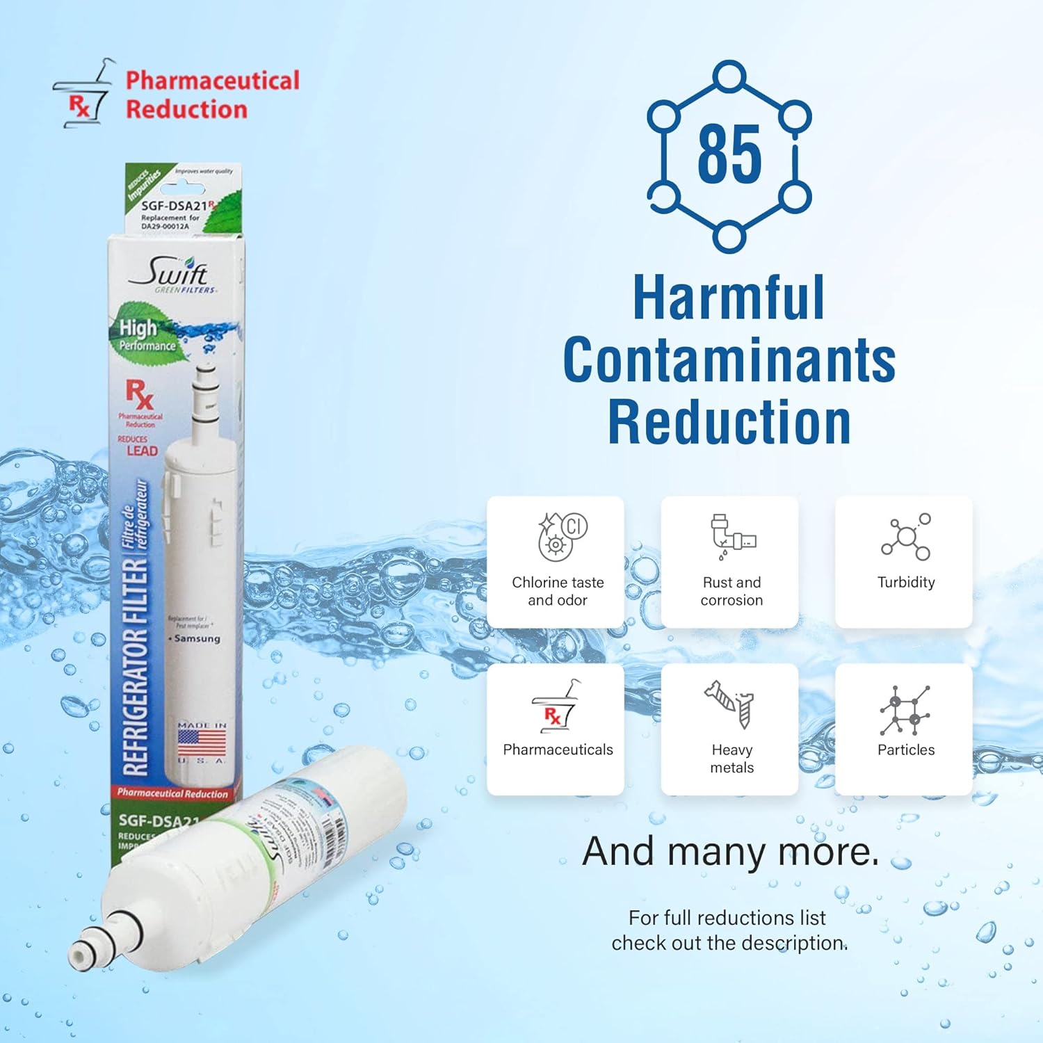 Swift Green Filters SGF-DSA21 Rx Compatible Refrigerator Water Filter for DA29-00012A, DA29-00012B, DA61-00159A, EFF-6006A-8, Made in USA (3 Pack)