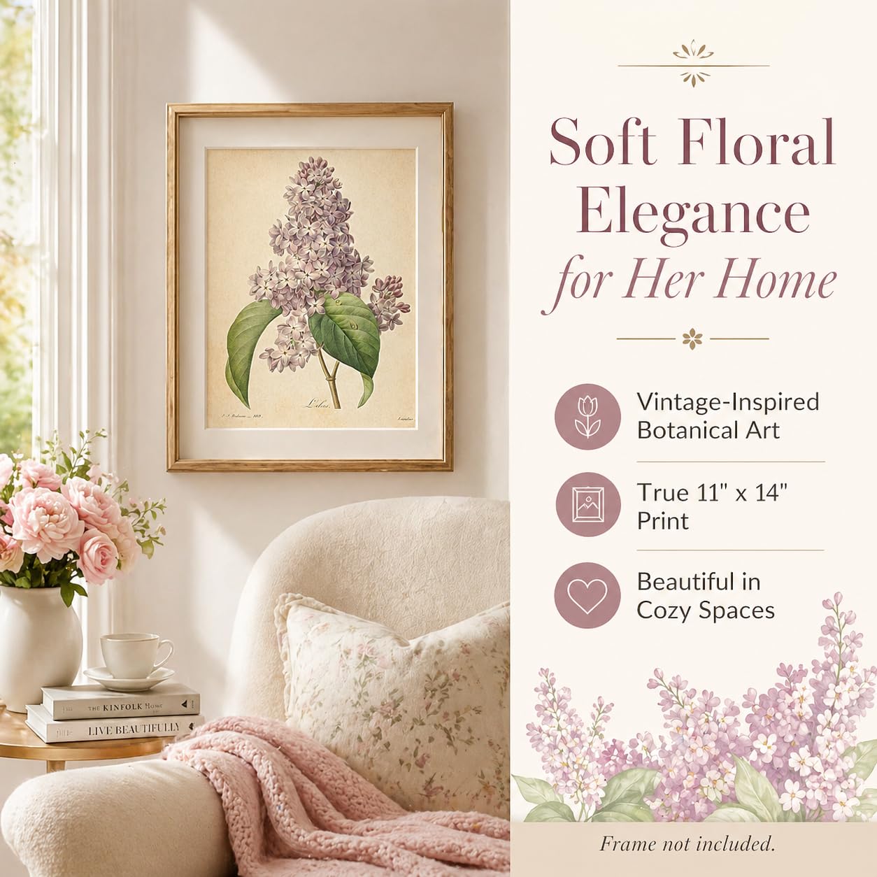 Amazon.com: Vintage French Lilac Flower Botanical - Classic Flower 