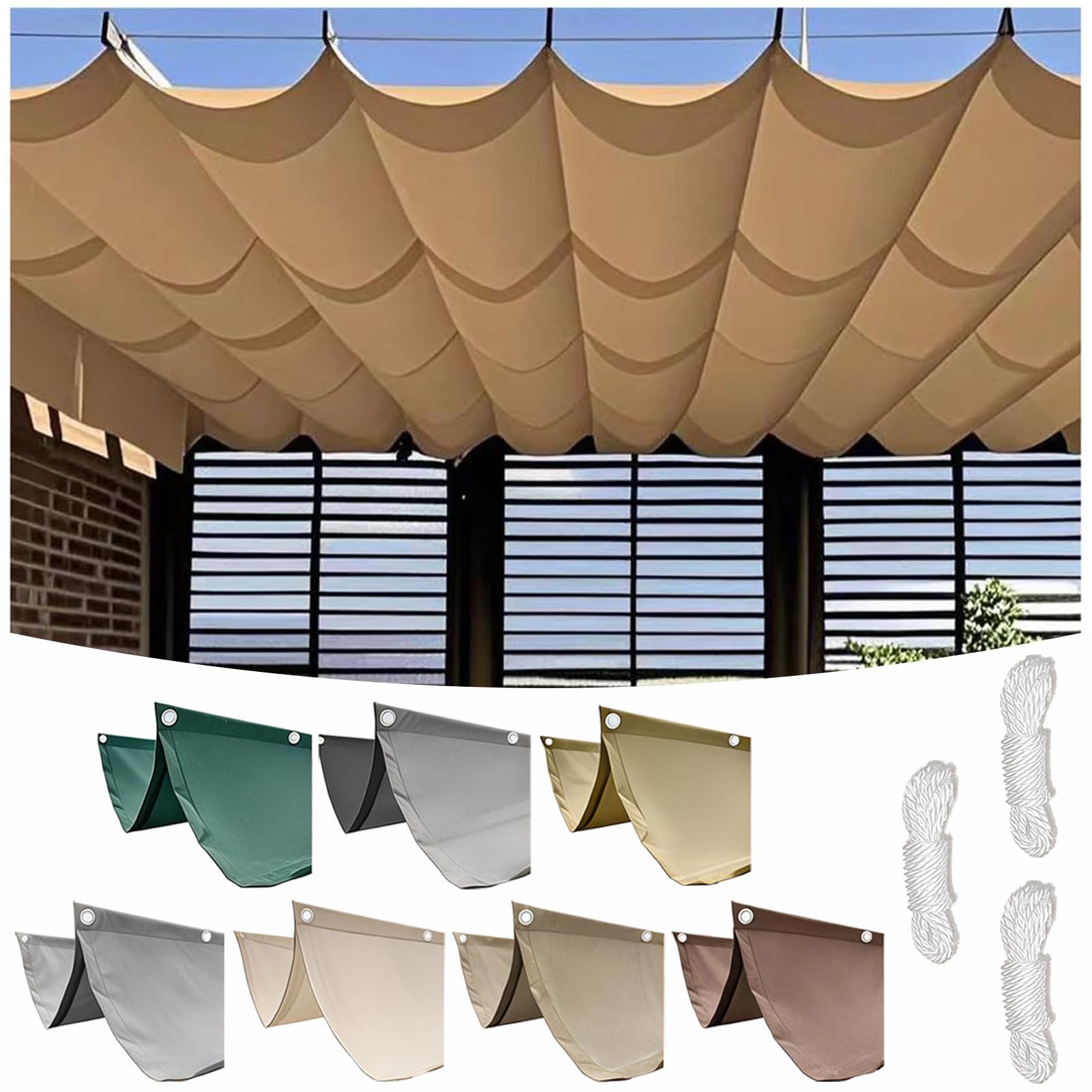Toile pergola rectangulaire haut de gamme jaune auvent rétractable en polyester imperméable