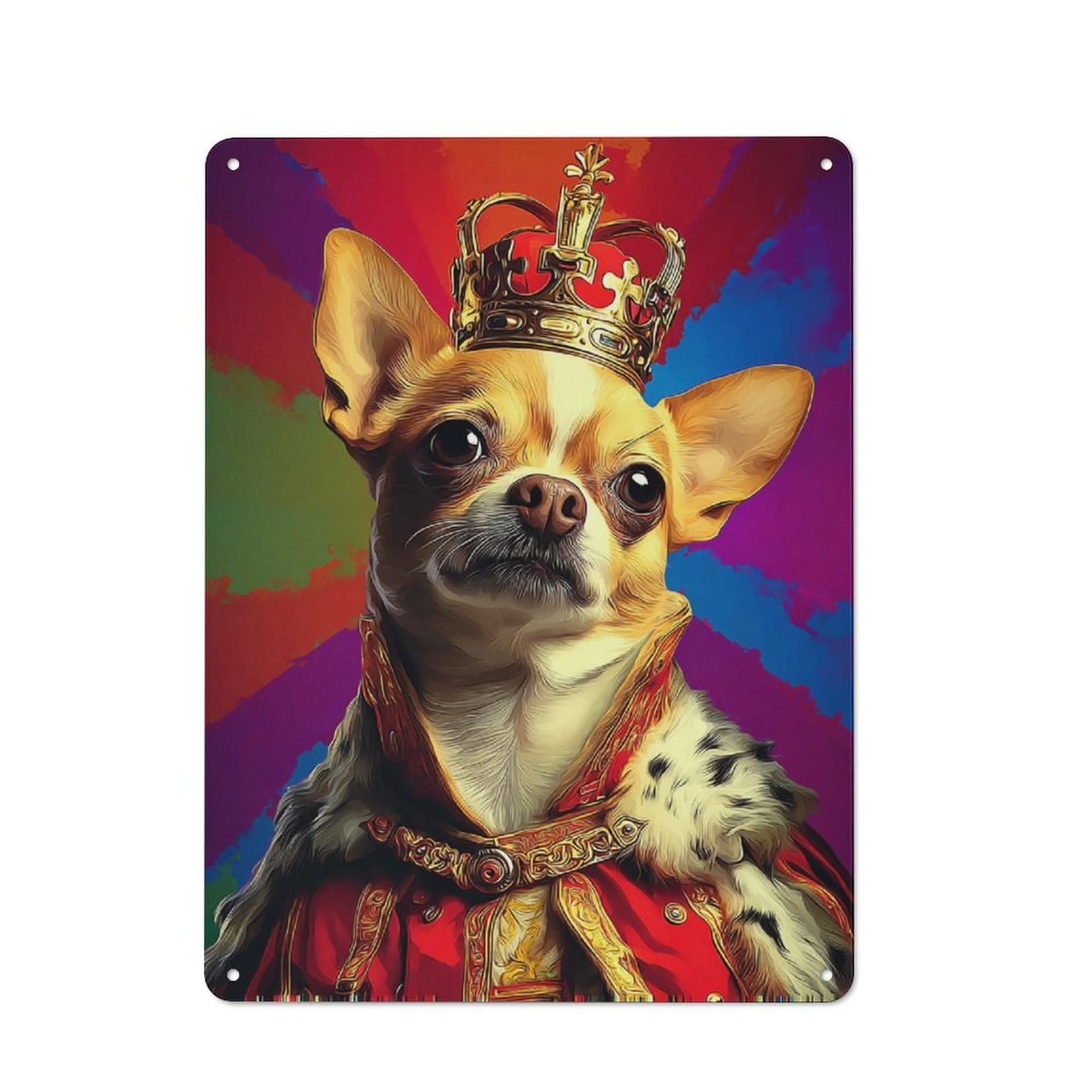 Junmoney Royal Canine Majesty Portrait -11 Metal Sign 40X30cm With For Workshop Wall, Rustic Decor, Wall Decoration For Workshops And Hobby Rooms