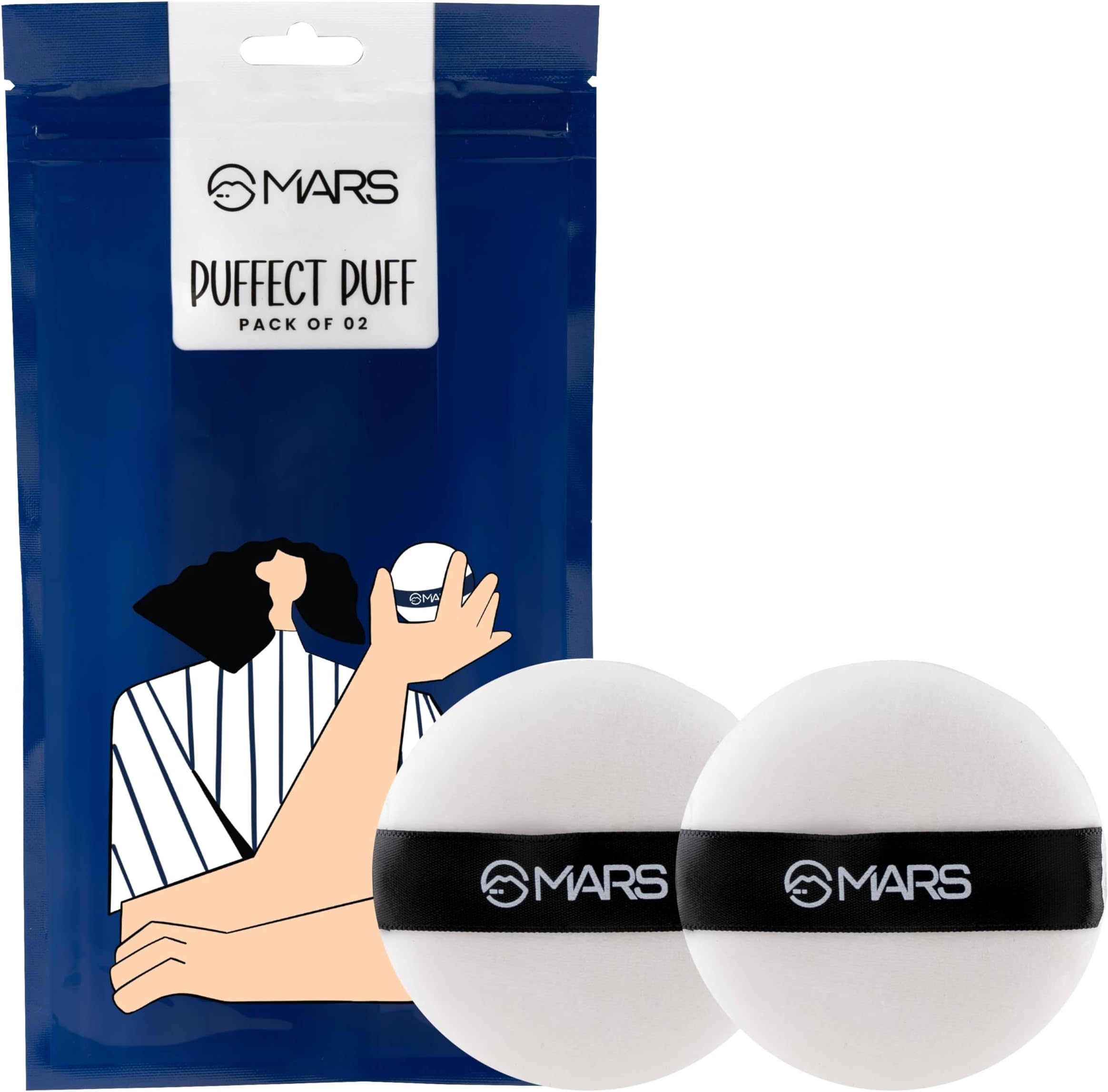 Puffect Powder Puff with Strap | For Loose & Pressed Powder Application | Flawless Makeup Blend | Easy to Clean and Handle | Gentle on Skin (Pack of 2)