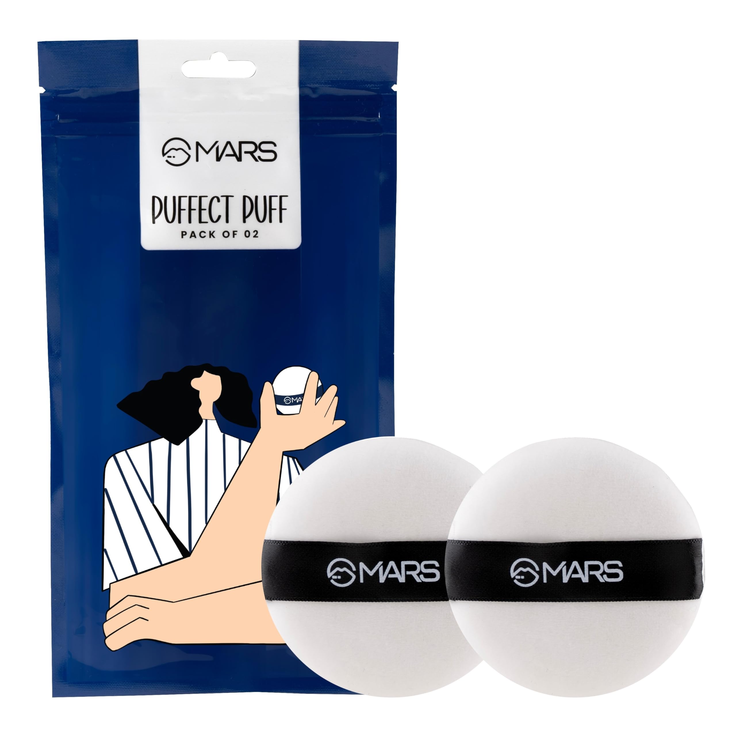 Puffect Powder Puff with Strap | For Loose & Pressed Powder Application | Flawless Makeup Blend | Easy to Clean and Handle | Gentle on Skin (Pack of 2)