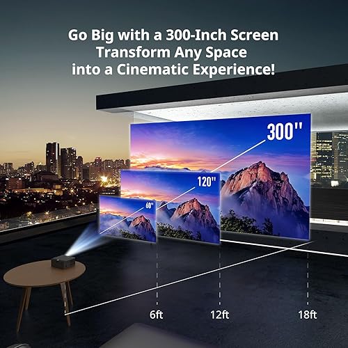 Miniatura 7 de [800 ANSI, NetfIix oficial] Proyector inteligente, enfoque automático y Keystone, proyector nativo 1080P con WiFi y Bluetooth, pantalla de 40-300