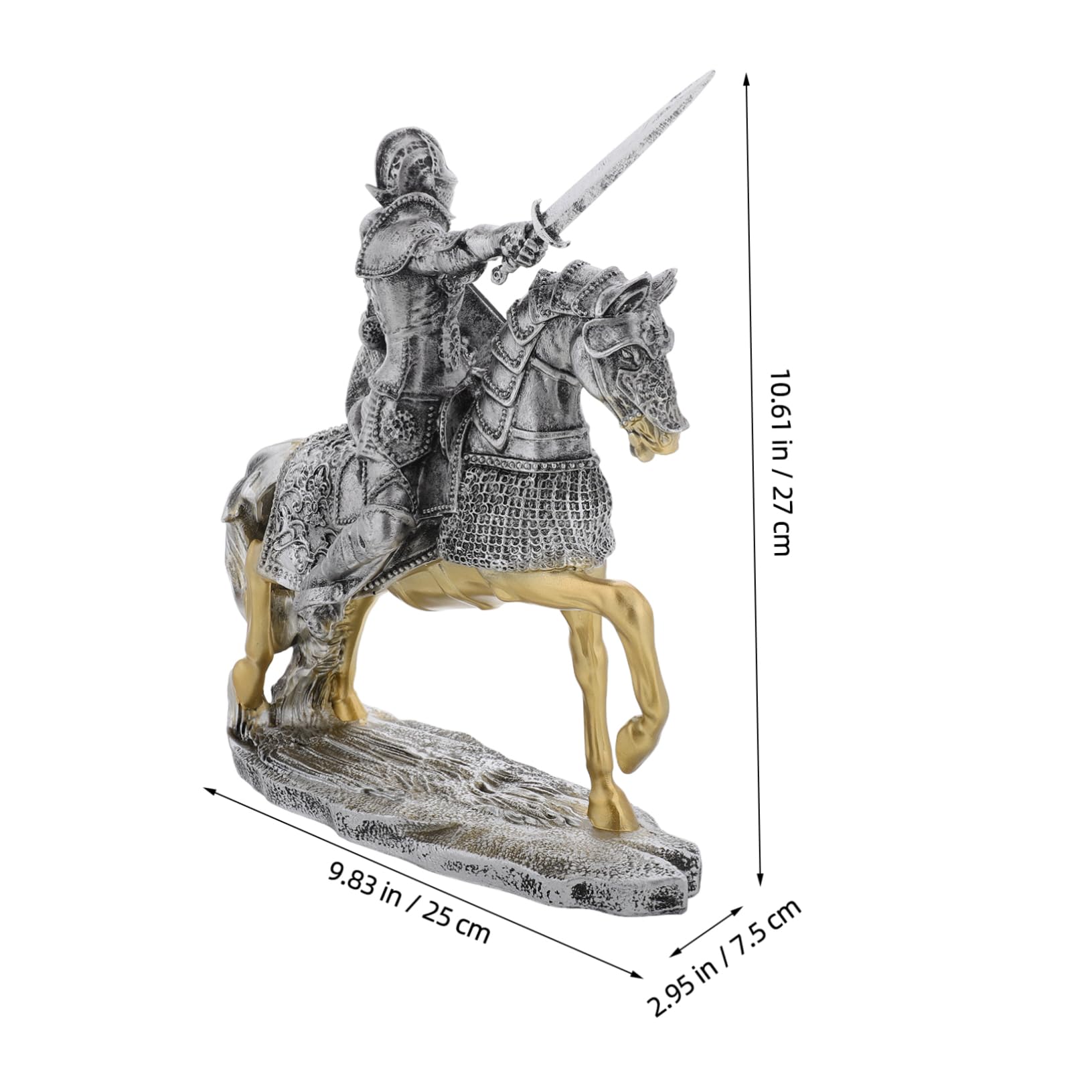 Statue Miniature Chevalier Médiéval Argenté en Résine pour Bureau