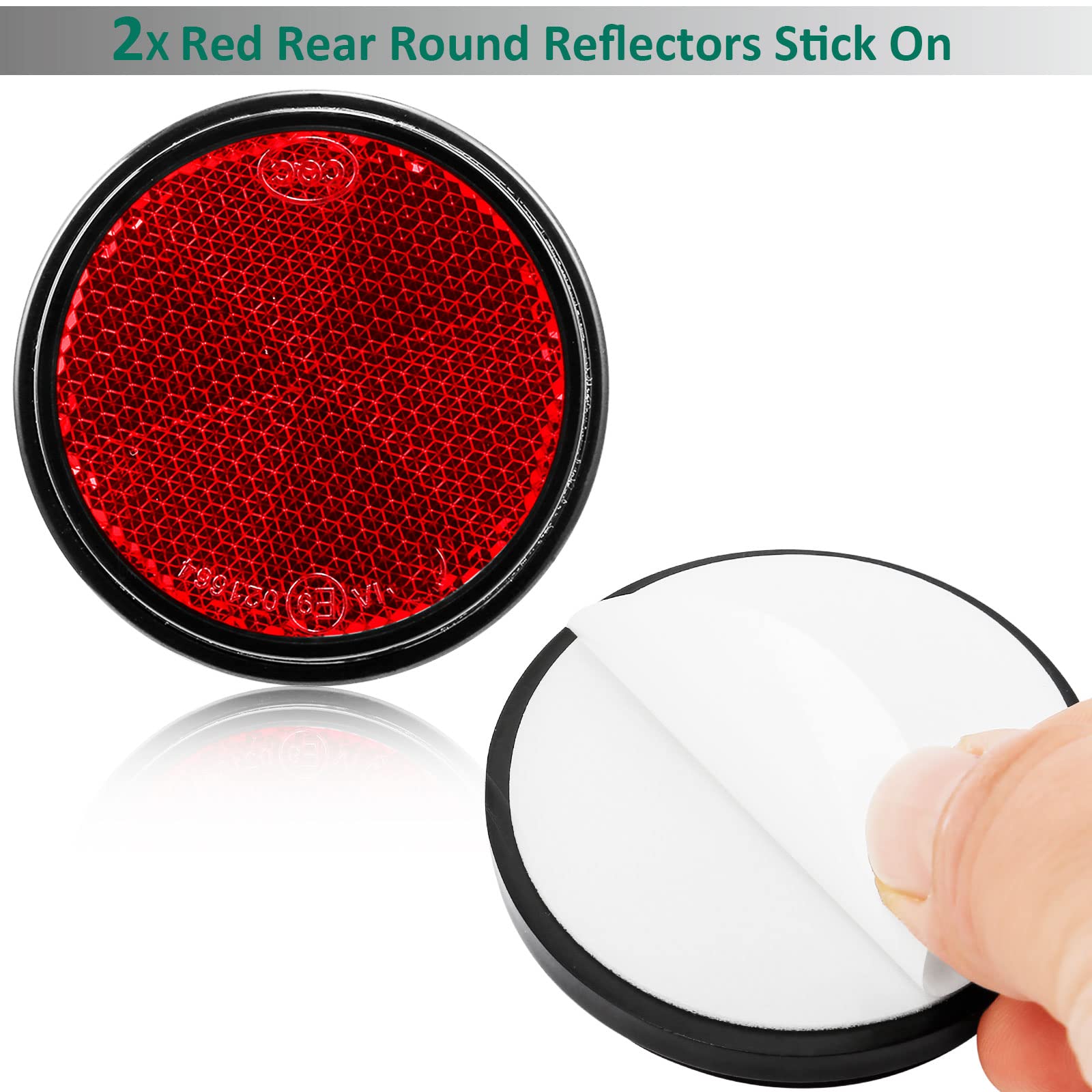 2xCatadioptrico Redondo Trasero Rojo Adhesivo para Remolque Ø 60 mm Homologados E9,Reflectantes Redondo Rojo Adhesivos para Remolque Valla Camión RV (Rojo-Redondo-Adhesivo-2Piezas) - 3