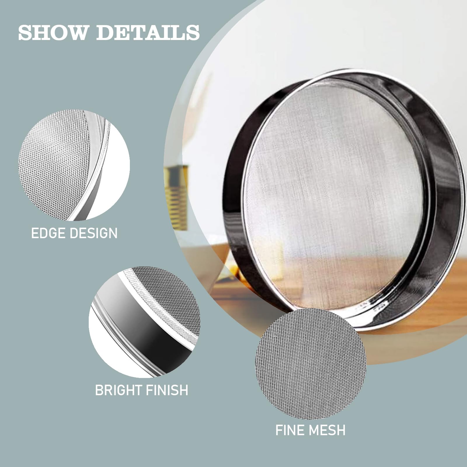 Setaccio Da Giardino Setaccio Per Farina Setaccio Professionale In Acciaio Inox 18/10 - Diametro 30 Cm - Maglia 0.6mm - Per Farina E Ricotta Setaccio Per Farina Inox Setaccio Ricotta