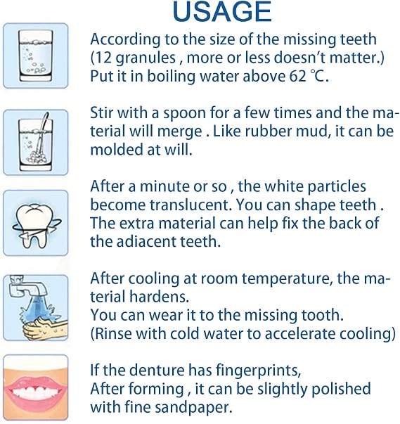 Temporary Tooth Filling Repair Kit - Moldable False Teeth for Missing Broken Tooth Replacement - Dental Repair Beads - Fake Teeth Fixing - Easy and Quick Solution