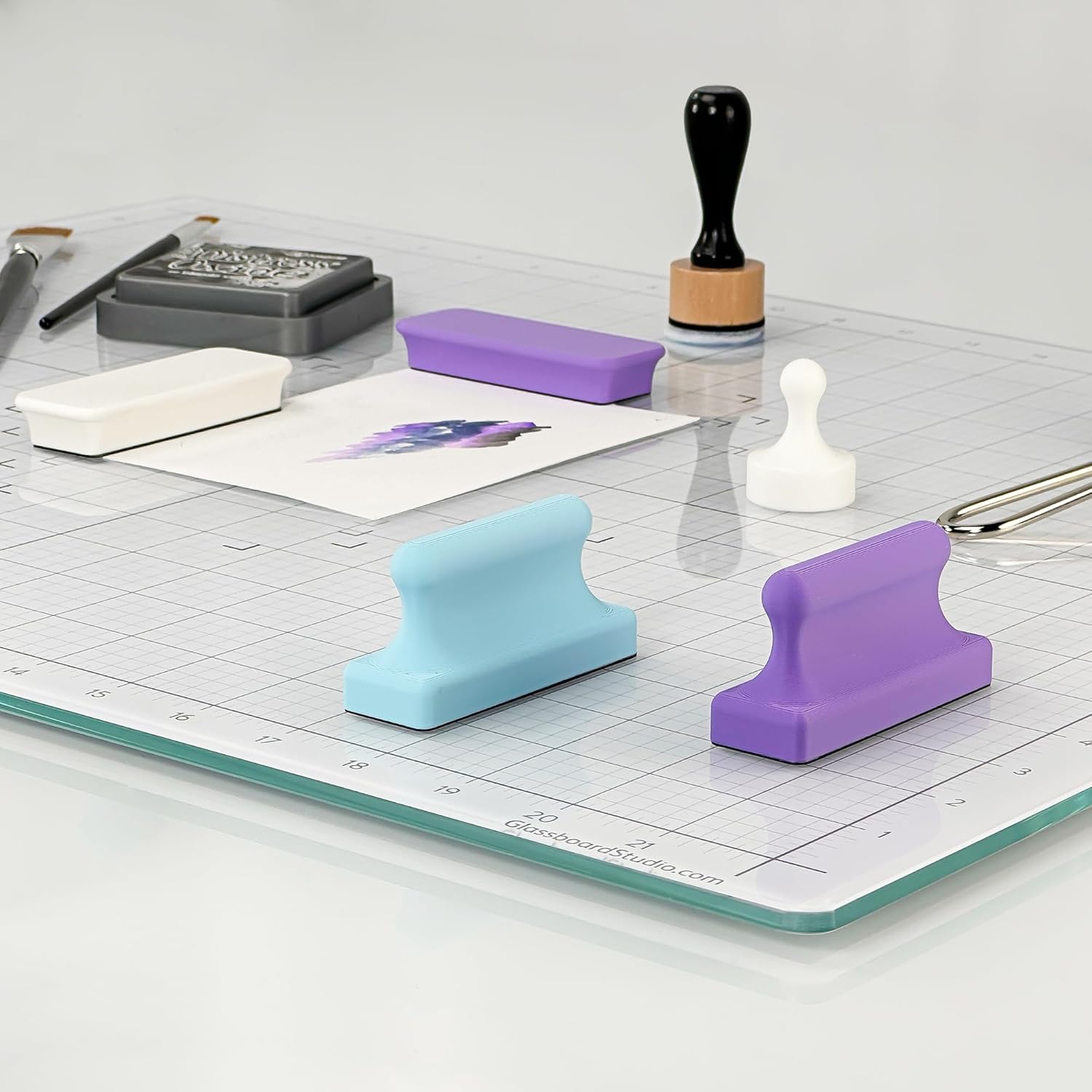 Glassboard Studio Mega Magnets - Neodymium - Heavy Duty, Colorful, Ergonomic, Ideal for Crafting, Quilting, and as Magnetic Knife Holders (4, Periwinkle Purple Bar)