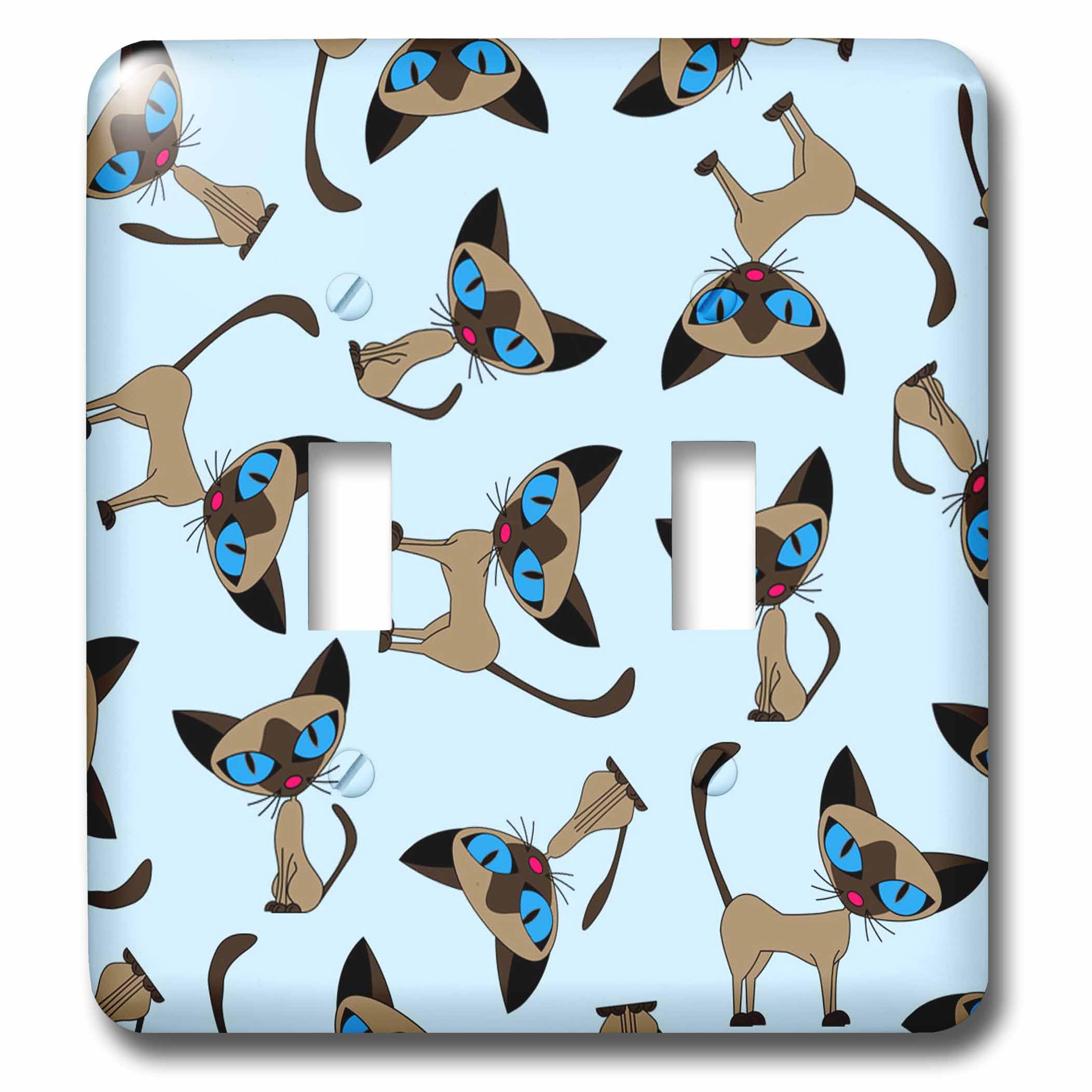 Interrupteur double bascule chat siamois bleu déco murale féline lsp_31278_2