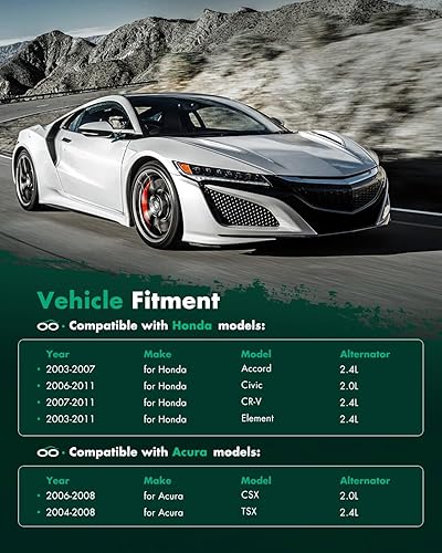 Miniatura 6 de SCITOO Alternador apto para Honda para alternador Accord 2003-2007, para Honda para alternador Civic 2006-2011, para Honda para alternador CR-V