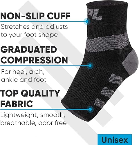 Miniatura 3 de POWERLIX Calcetines para fascitis plantar (2 pares) para neuropatía, para mujeres y hombres, soporte de tobillera, calcetines de compresión sin