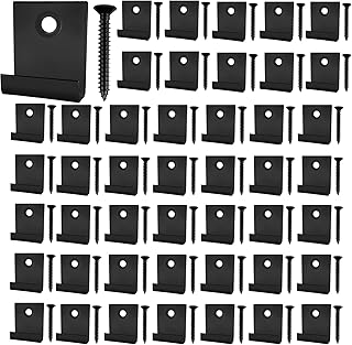 50Pcs Composite Decking Clips, Hidden Starter Fastener Board Clip with Self-Tapping Screw Stainless Steel DIY Hardware (Black)