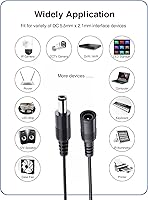 Vista 8 de Paquete de 4 cables de extensión de alimentación VOLTKARE de 12 V CC, conectores macho a hembra de 0.217 x 0.083 in, cable adaptador de corriente