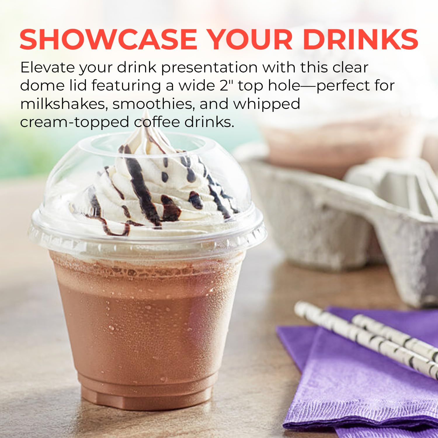 Clear Dome Lids with 2-Inch Hole (30 Pack) – Fits 4 inch Cups – Durable PET Plastic, Spill-Resistant, Ideal for Beverages, Bubble Tea, Smoothies, Iced Coffee, and Desserts (cups not included)